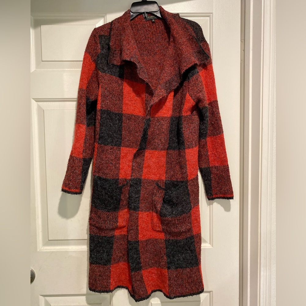 💥Joseph A plaid cardigan sweater long open size small